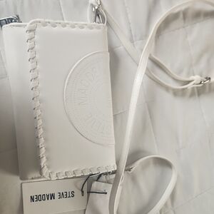 Steve Madden White Whipstitch Crossbody Bag